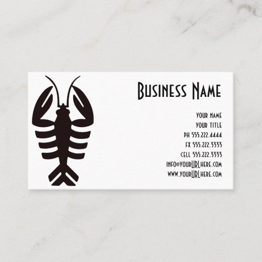 ヴィンテージアールデコシーフード、ロブスターイン黒 名刺 (正面)