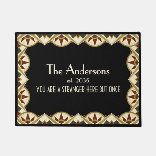 ヴィンテージアールデコジオメトリファミリ名 ドアマット (正面)