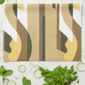 ヴィンテージアールデコジャズカーブパターン秋の色 キッチンタオル (折り畳み)