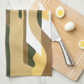 ヴィンテージアールデコジャズカーブパターン秋の色 キッチンタオル (四つ折り)