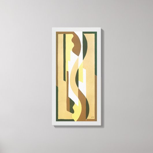 ヴィンテージアールデコジャズカーブパターン秋の色 キャンバスプリント (正面)