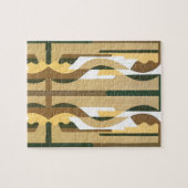 ヴィンテージアールデコジャズカーブパターン秋の色 ジグソーパズル (横)