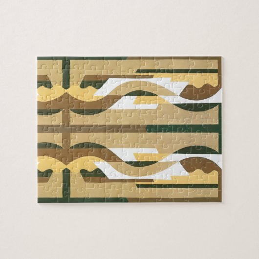 ヴィンテージアールデコジャズカーブパターン秋の色 ジグソーパズル (横)