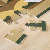 ヴィンテージアールデコジャズカーブパターン秋の色 ジグソーパズル (側面)