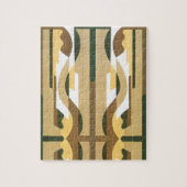 ヴィンテージアールデコジャズカーブパターン秋の色 ジグソーパズル (縦)