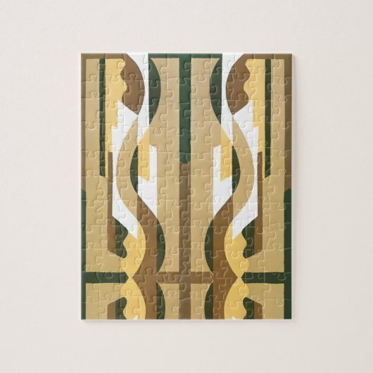 ヴィンテージアールデコジャズカーブパターン秋の色 ジグソーパズル (縦)