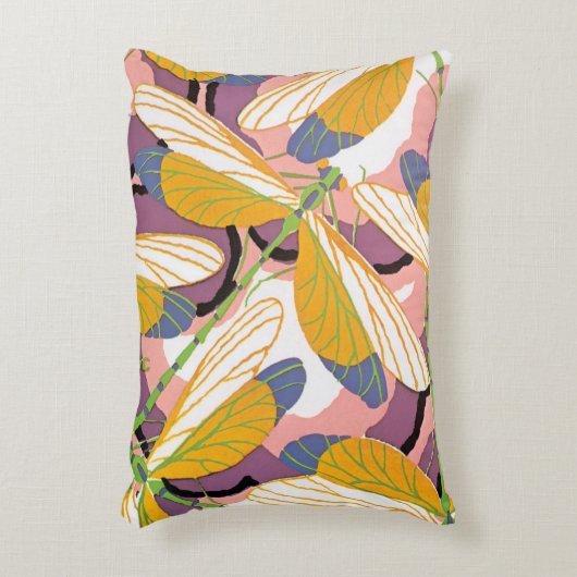 ヴィンテージアールデコジャズポチョアガーデンドラゴンフライ アクセントクッション (正面(垂直))