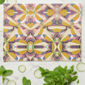 ヴィンテージアールデコジャズポチョアガーデンドラゴンフライ キッチンタオル (折り畳み)