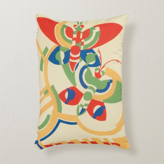 ヴィンテージアールデコジャズポチョアガーデンバタフライ アクセントクッション (正面(垂直))