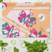 ヴィンテージアールデコジャズポチョアガーデンバタフライ キッチンタオル (折り畳み)