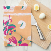 ヴィンテージアールデコジャズポチョアガーデンバタフライ キッチンタオル (四つ折り)