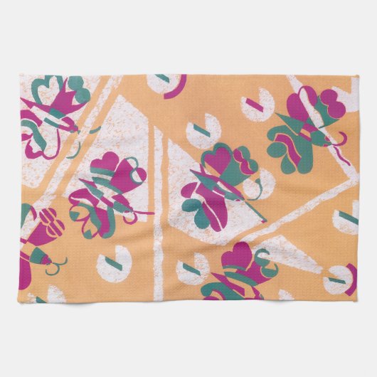 ヴィンテージアールデコジャズポチョアガーデンバタフライ キッチンタオル (横)