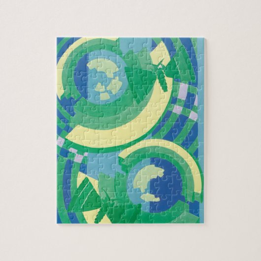 ヴィンテージアールデコジャズポチョアガーデンバタフライ ジグソーパズル (縦)