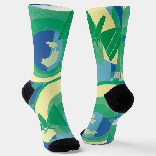 ヴィンテージアールデコジャズポチョアガーデンバタフライ ソックス (傾斜あり)