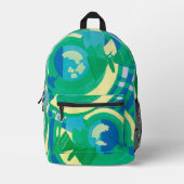 ヴィンテージアールデコジャズポチョアガーデンバタフライ プリントバックパック (正面)