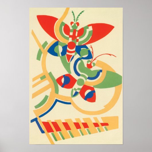 ヴィンテージアールデコジャズポチョアガーデンバタフライ ポスター (正面)