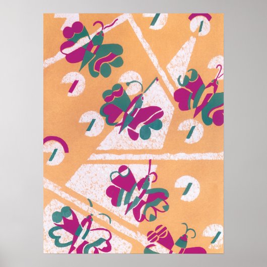 ヴィンテージアールデコジャズポチョアガーデンバタフライ ポスター (正面)