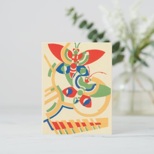 ヴィンテージアールデコジャズポチョアガーデンバタフライ ポストカード (スタンド正面)