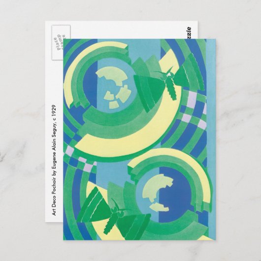 ヴィンテージアールデコジャズポチョアガーデンバタフライ ポストカード (正面/裏面)