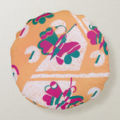 ヴィンテージアールデコジャズポチョアガーデンバタフライ ラウンドクッション (裏面)