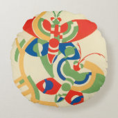 ヴィンテージアールデコジャズポチョアガーデンバタフライ ラウンドクッション (正面)