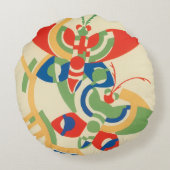 ヴィンテージアールデコジャズポチョアガーデンバタフライ ラウンドクッション (裏面)