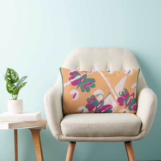 ヴィンテージアールデコジャズポチョアガーデンバタフライ ランバークッション (椅子)