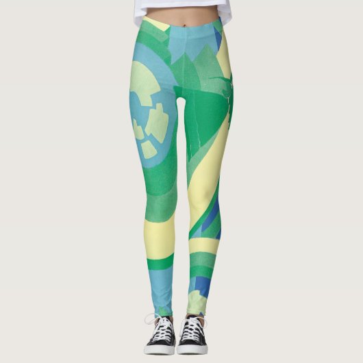 ヴィンテージアールデコジャズポチョアガーデンバタフライ レギンス (正面)