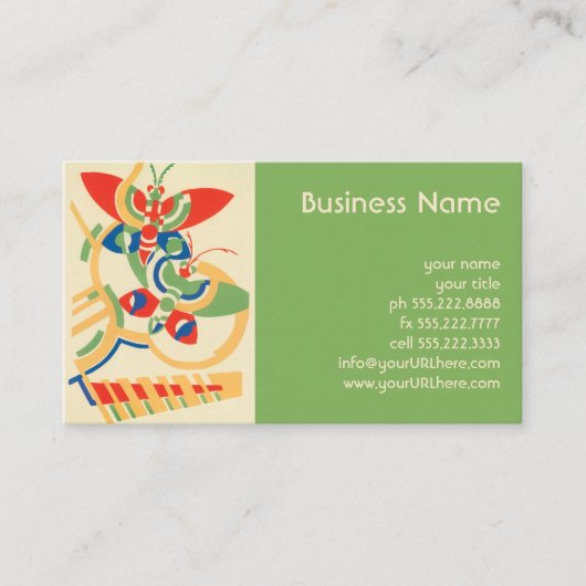 ヴィンテージアールデコジャズポチョアガーデンバタフライ 名刺 (正面)