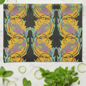 ヴィンテージアールデコジャズポチョアガーデンバッタ キッチンタオル (折り畳み)