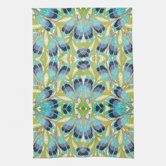 ヴィンテージアールデコジャズポチョアガーデン虫 キッチンタオル (縦)