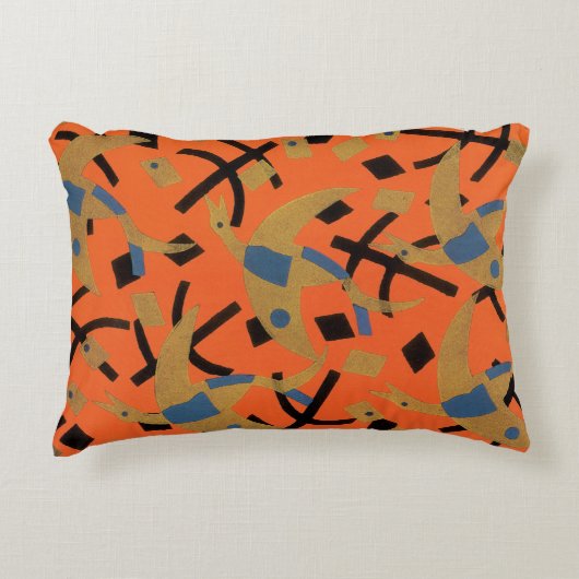 ヴィンテージアールデコジャズポチョアゴールデンバード動物 アクセントクッション (正面)