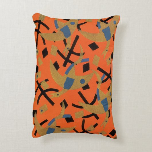 ヴィンテージアールデコジャズポチョアゴールデンバード動物 アクセントクッション (裏面(縦))