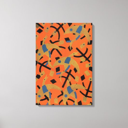 ヴィンテージアールデコジャズポチョアゴールデンバード動物 キャンバスプリント (正面)