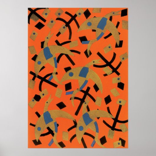 ヴィンテージアールデコジャズポチョアゴールデンバード動物 ポスター (正面)