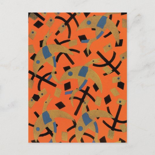 ヴィンテージアールデコジャズポチョアゴールデンバード動物 ポストカード (正面)