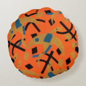 ヴィンテージアールデコジャズポチョアゴールデンバード動物 ラウンドクッション (裏面)