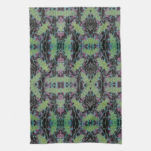 ヴィンテージアールデコジャズポチョワールカブトムズインガーデン キッチンタオル (縦)