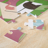 ヴィンテージアールデコジャズポチョワールパームツリーアンドバード ジグソーパズル (側面)