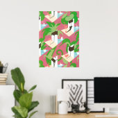 ヴィンテージアールデコジャズポチョワールパームツリーアンドバード ポスター (ホームオフィス)