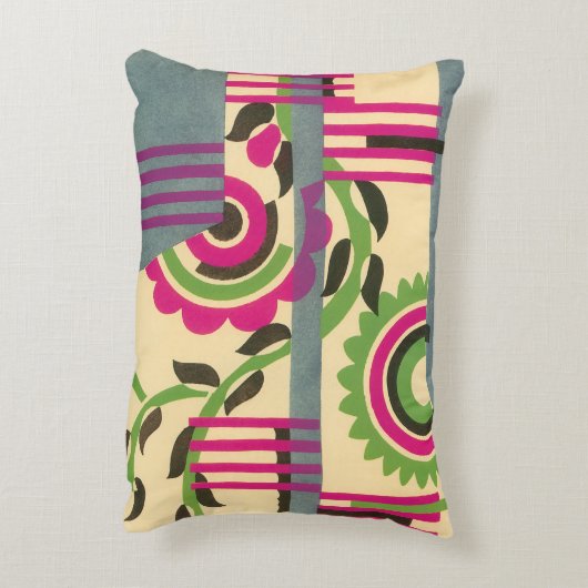 ヴィンテージアールデコジャズポチョワール幾何学模様 アクセントクッション (裏面(縦))