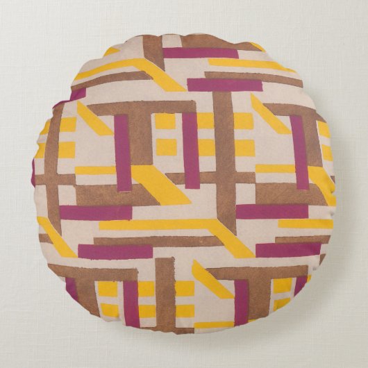 ヴィンテージアールデコジャズポチョワール幾何学模様 ラウンドクッション (正面)