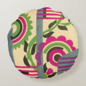 ヴィンテージアールデコジャズポチョワール幾何学模様 ラウンドクッション (裏面)