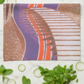 ヴィンテージアールデコジャズポチョワール階段ステップパターン キッチンタオル (折り畳み)