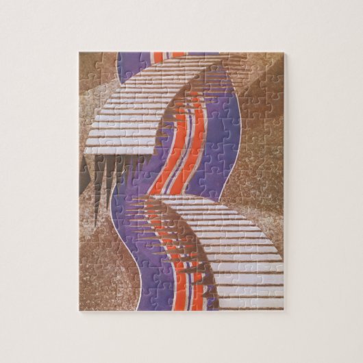 ヴィンテージアールデコジャズポチョワール階段ステップパターン ジグソーパズル (縦)