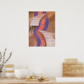 ヴィンテージアールデコジャズポチョワール階段ステップパターン ポスター (キッチン)