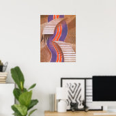 ヴィンテージアールデコジャズポチョワール階段ステップパターン ポスター (ホームオフィス)