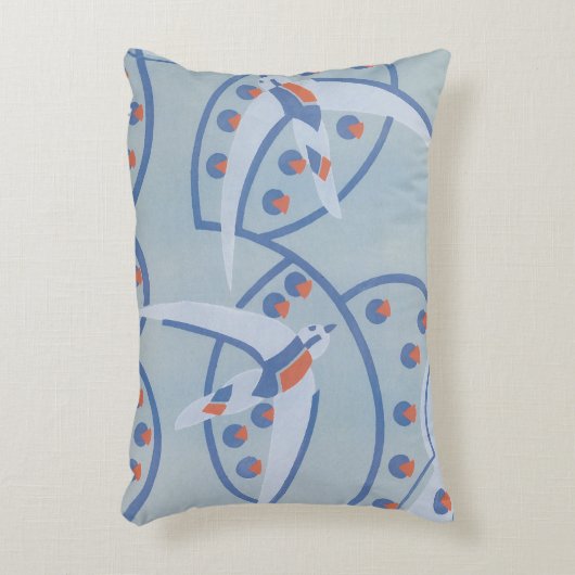 ヴィンテージアールデコジャズポチョワール鳥獣パターン アクセントクッション (正面(垂直))