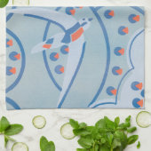 ヴィンテージアールデコジャズポチョワール鳥獣パターン キッチンタオル (折り畳み)