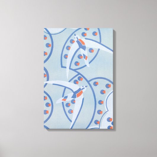 ヴィンテージアールデコジャズポチョワール鳥獣パターン キャンバスプリント (正面)